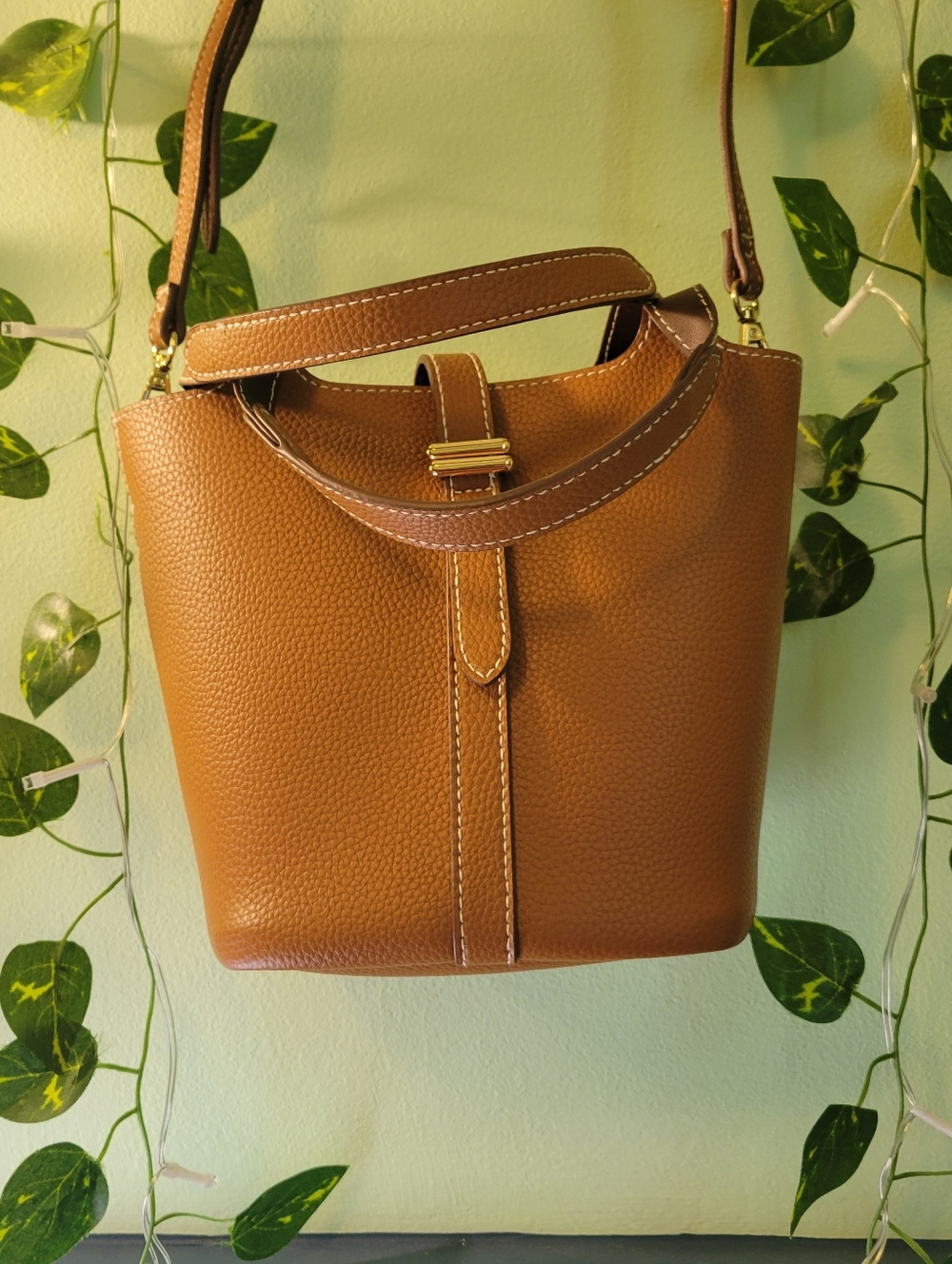 A New Day Mini Tulip Tote Brown Crossbody Bag Minimalist Chic Quiet Lux - Picture 6 of 9